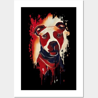 Pitbull dog Tie Dye art design Posters and Art